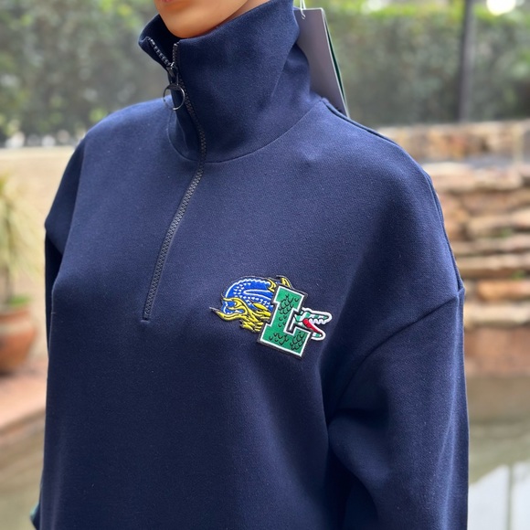 LACOSTE OVERSIZED ZIP NECK POLO DRESS EF9344 NAVY - Picture 5 of 11